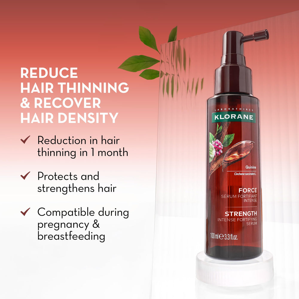 Klorane dropper applying serum to scalp for targeted thinning support