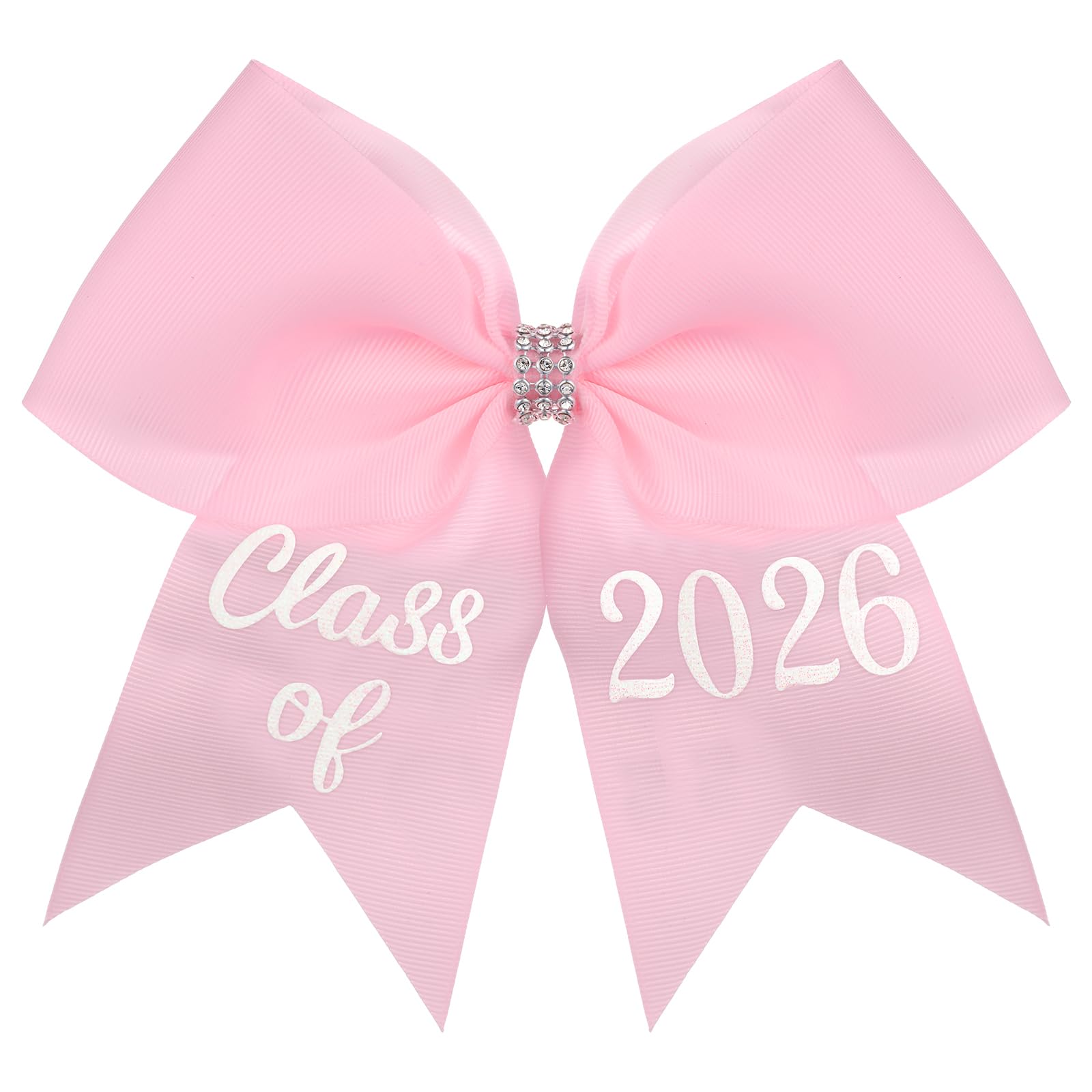 Knitgrip front view of pink Class of 2026 bow showing clear lettering and balanced design