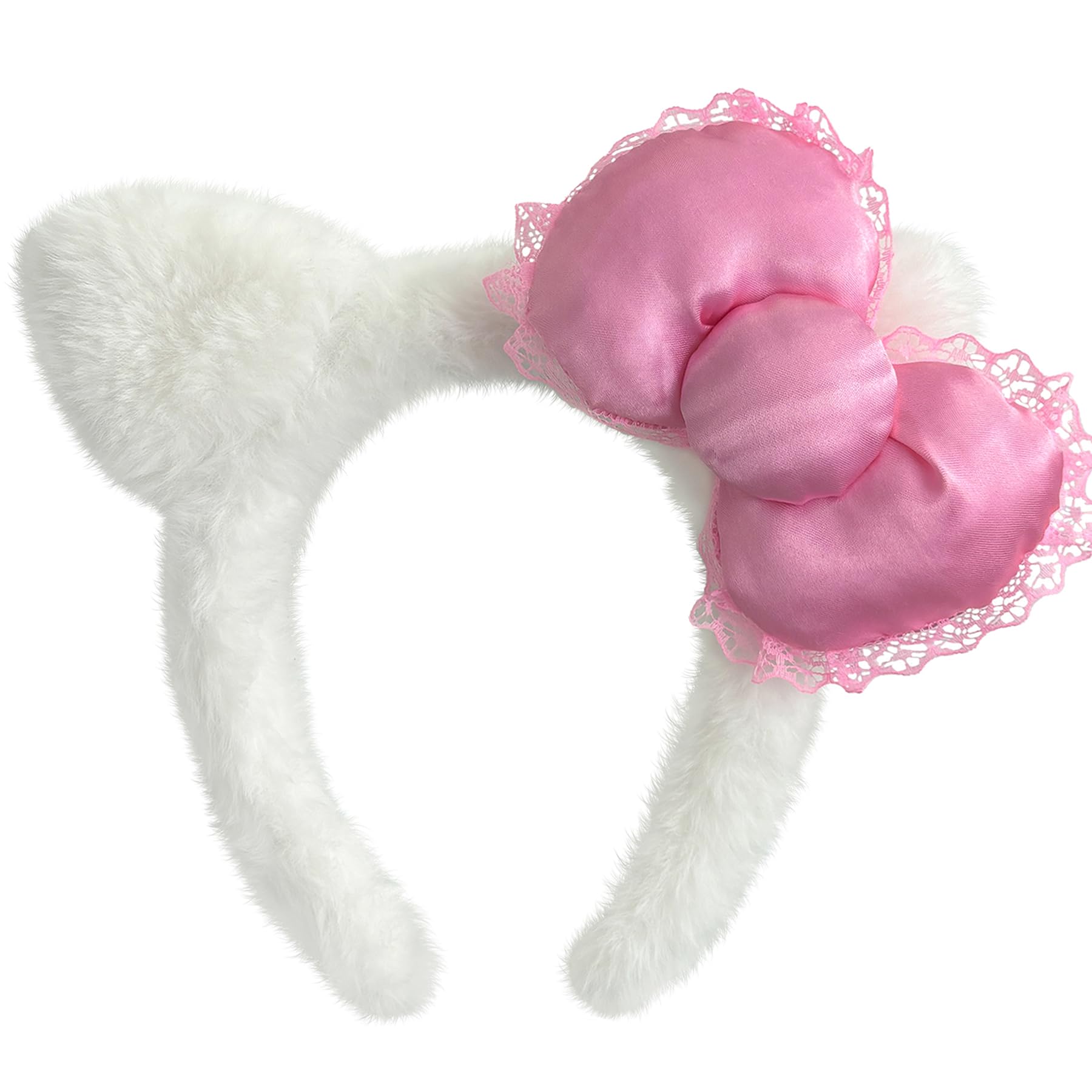 Kobataro front view of white kitty headband shows cute styling benefit