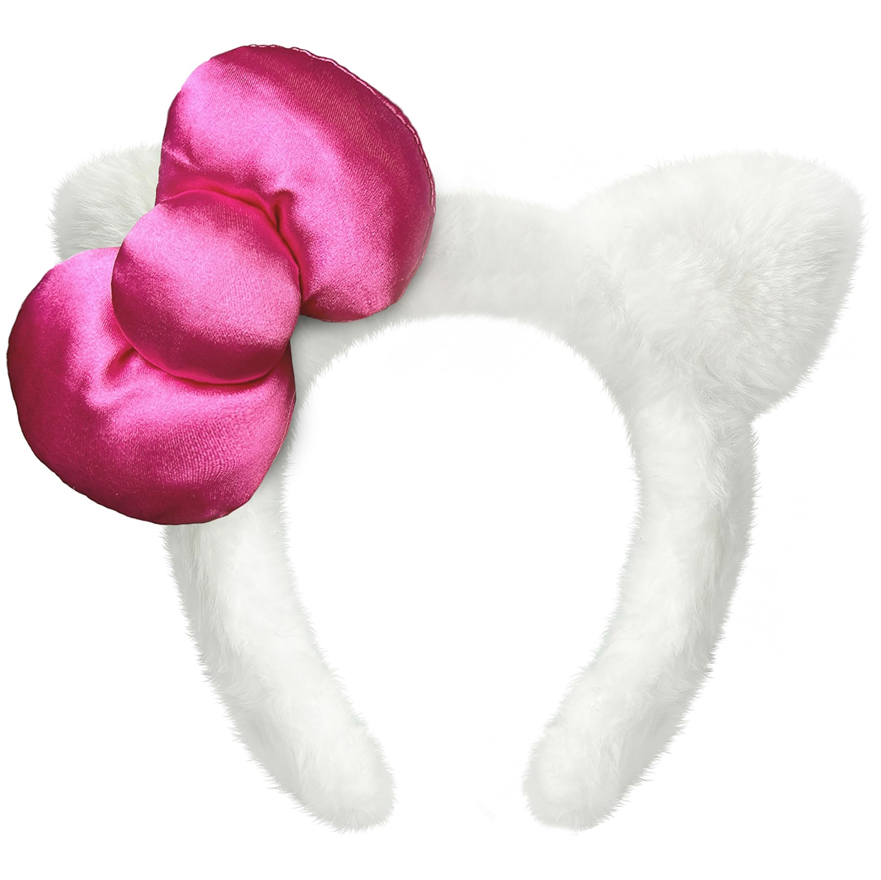Kobataro white kitty ears front view showing cute bow and shape benefit: instant kawaii look