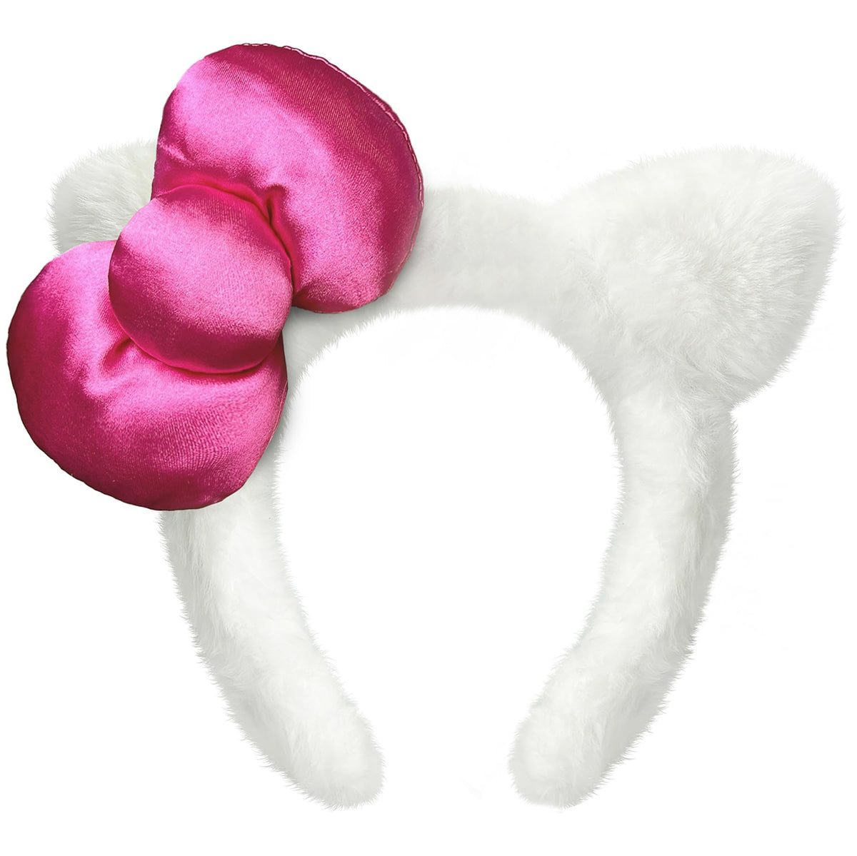 Kobataro white kitty ears front view showing cute bow and shape benefit: instant kawaii look