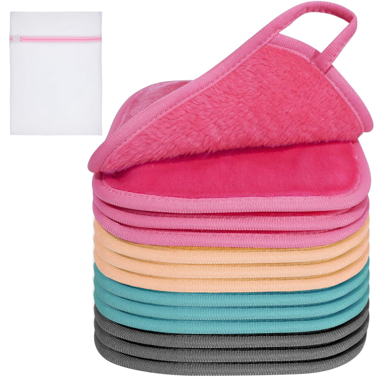 KODAMO front view of 12-pack colorful towels, easy organization benefit