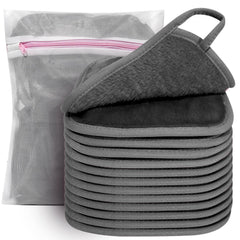KODAMO front packaging showing 12 grey microfiber cloths and mesh bag for easy selection