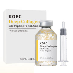 KOEC label ingredients detail showing silk peptides and collagen benefits clearly
