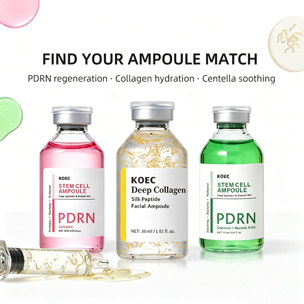 KOEC ampoule on bathroom shelf lifestyle shot suggesting daily routine enhancement
