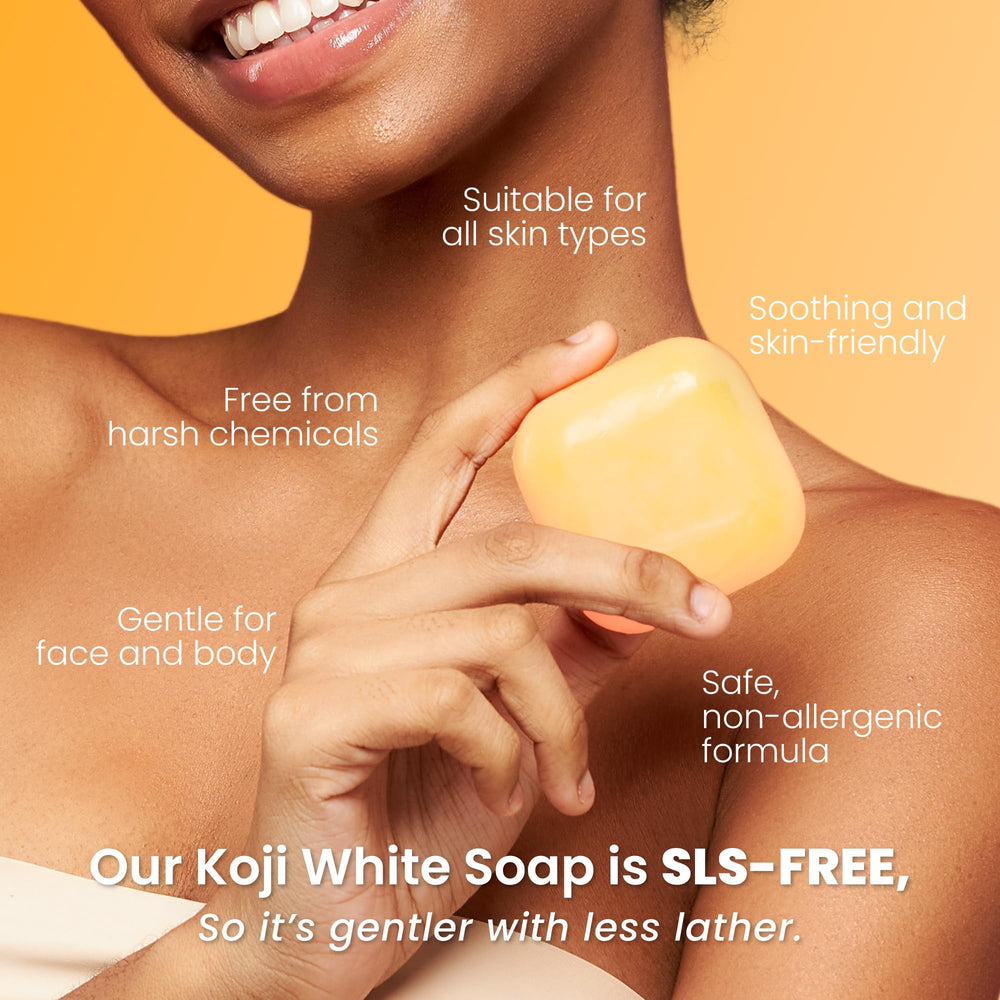 Koji White two bars ready in toiletry bag showing portability benefit