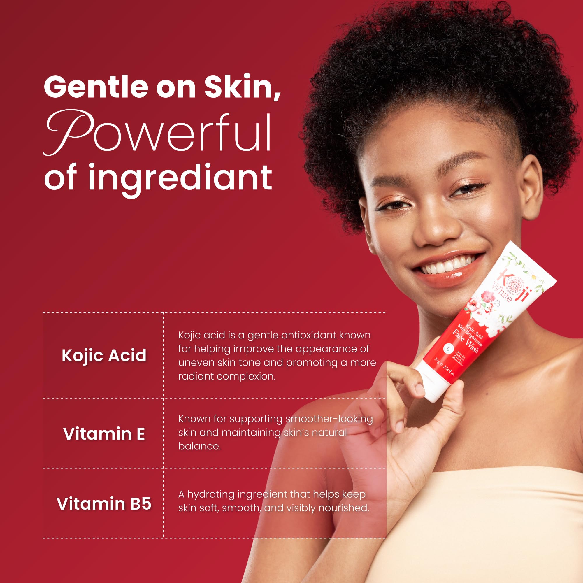 Koji White creamy foam on hand demonstrating gentle cleansing action