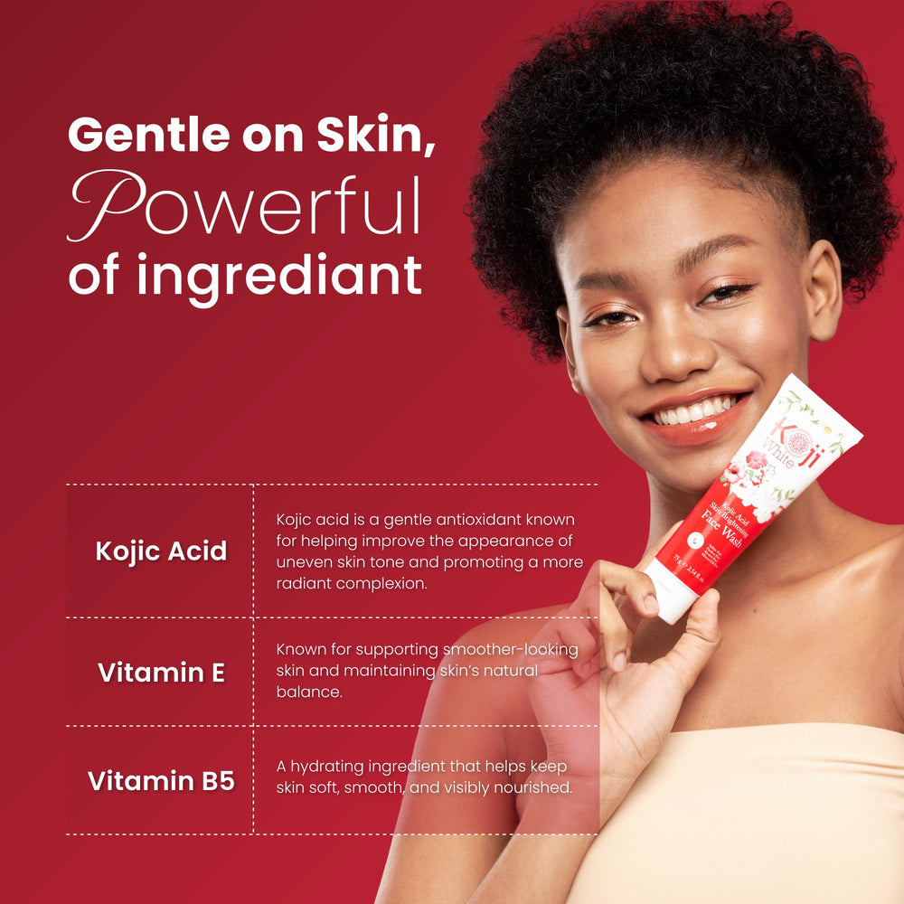 Koji White creamy foam on hand demonstrating gentle cleansing action