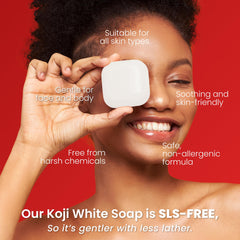 Koji White bar applied with washcloth on face for softening effect