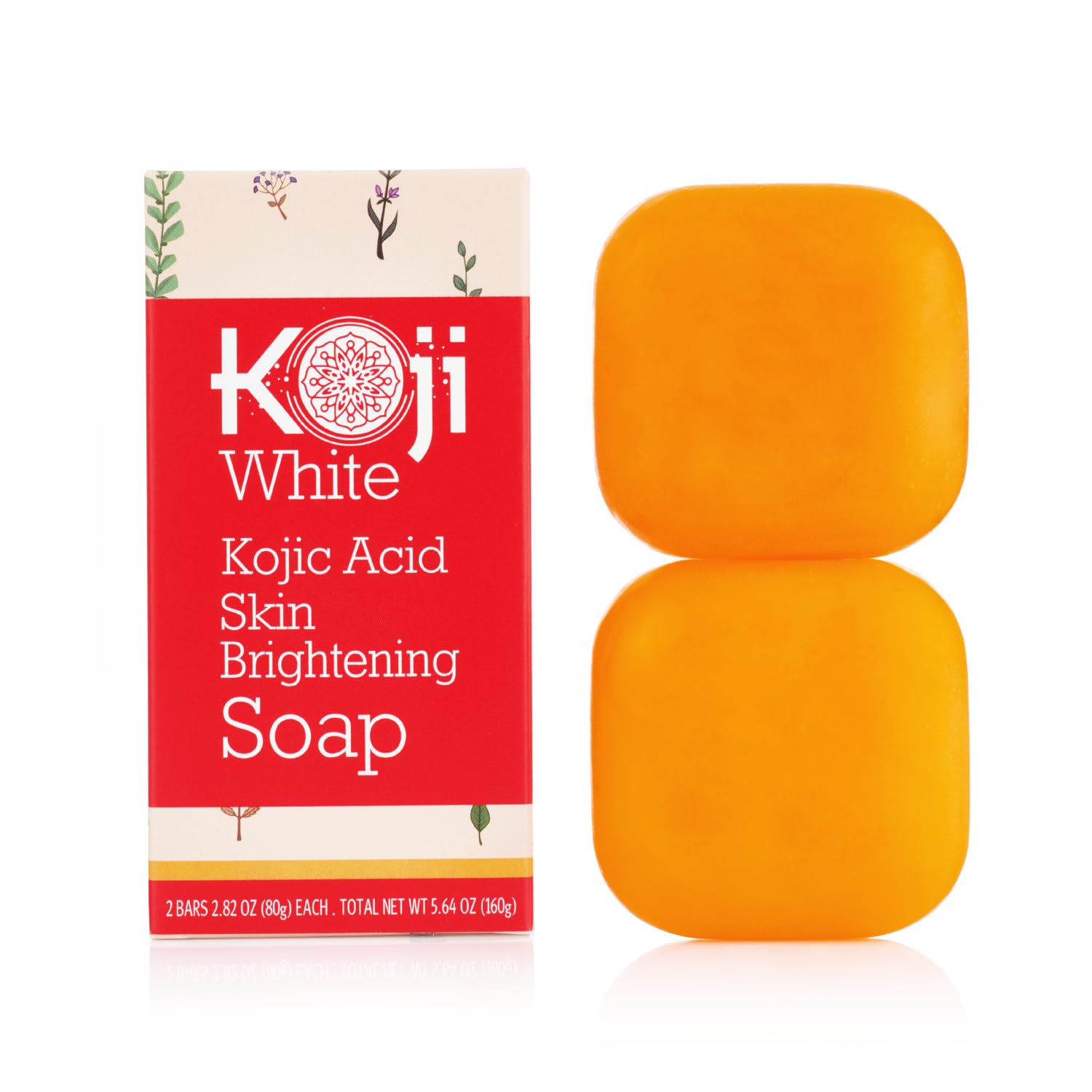Koji White front packaging of the kojic acid soap showing clean labeling and size benefit