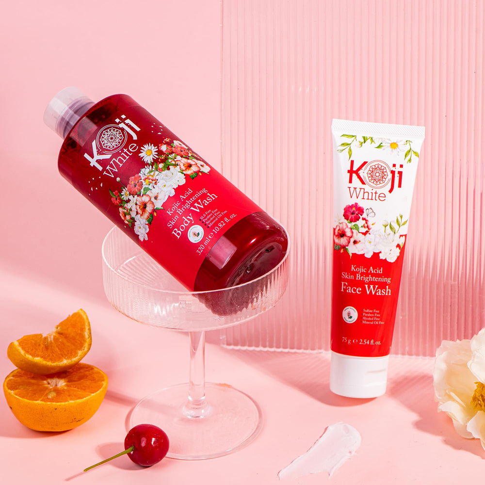 Koji White lifestyle shot of woman washing face, showing hydrated glow