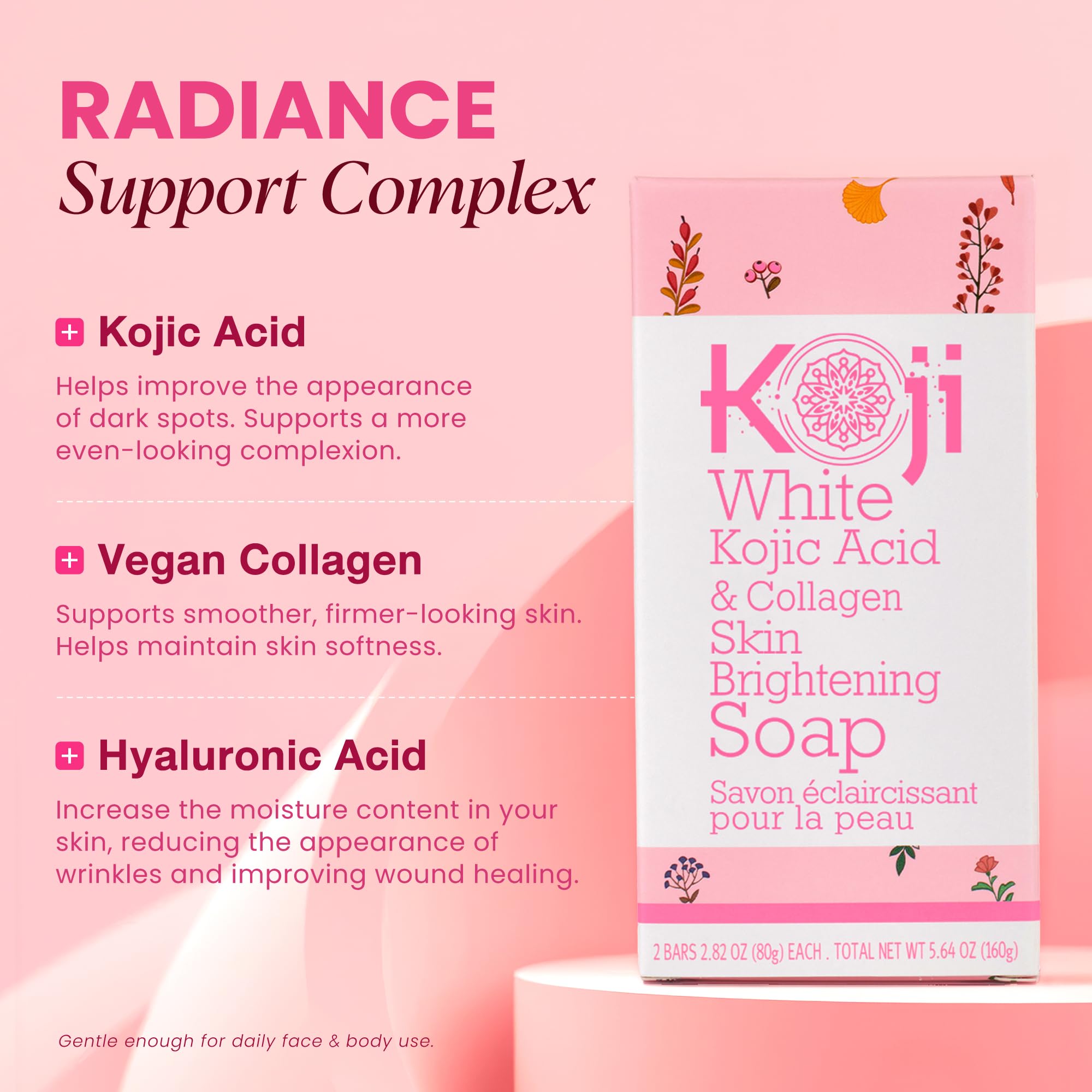 Koji White soap in hand showing size and travel-ready convenience benefit