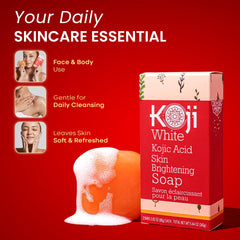 Koji White being applied to face to show gentle cleansing action and resurfacing benefit