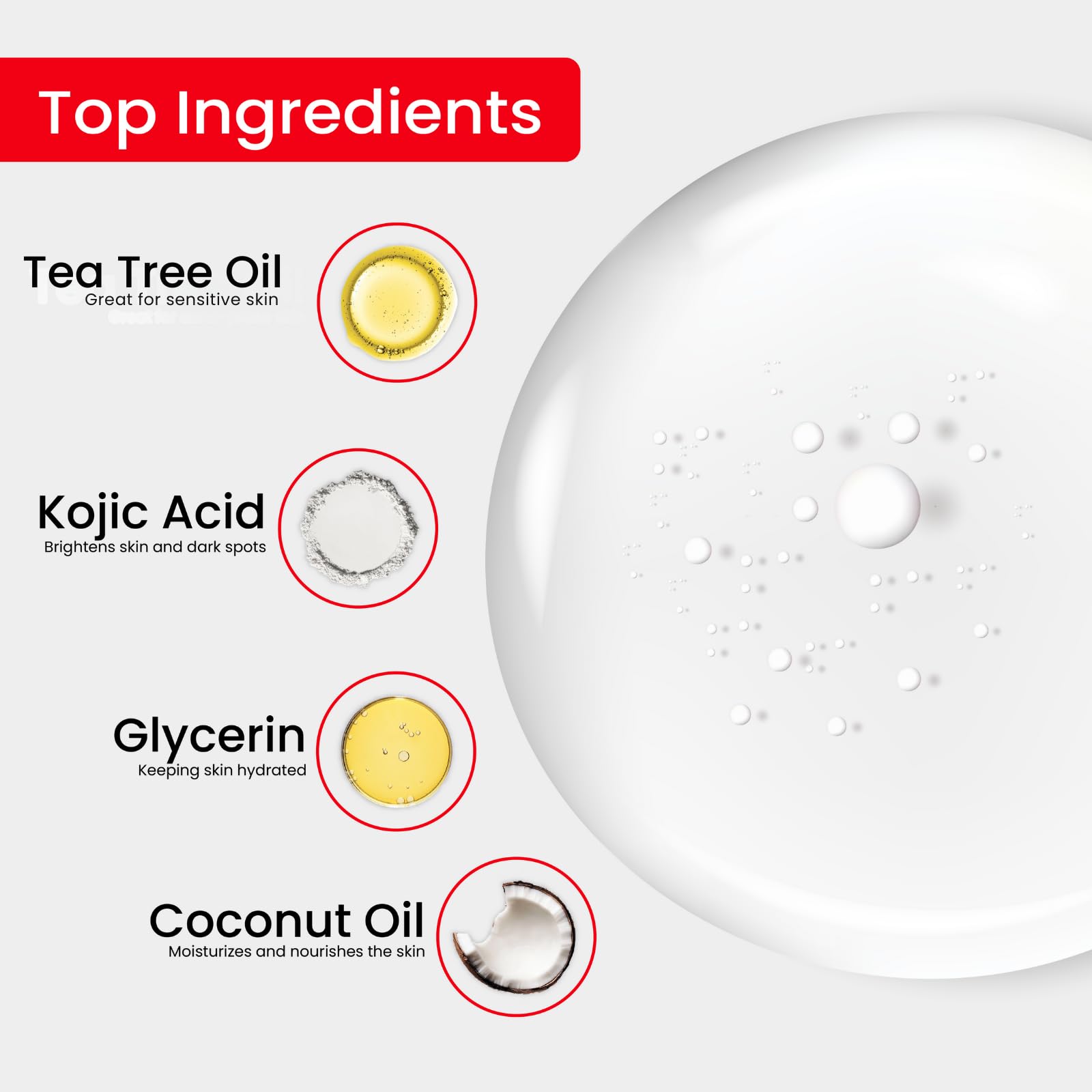 Kojie San rich foam in hand, showing efficient cleansing and softening