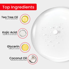 Kojie San rich foam in hand, showing efficient cleansing and softening