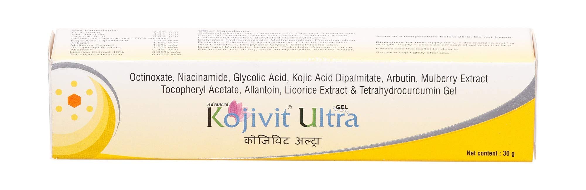 Kojivit gel texture closeup on fingertip highlights smooth absorbent formula