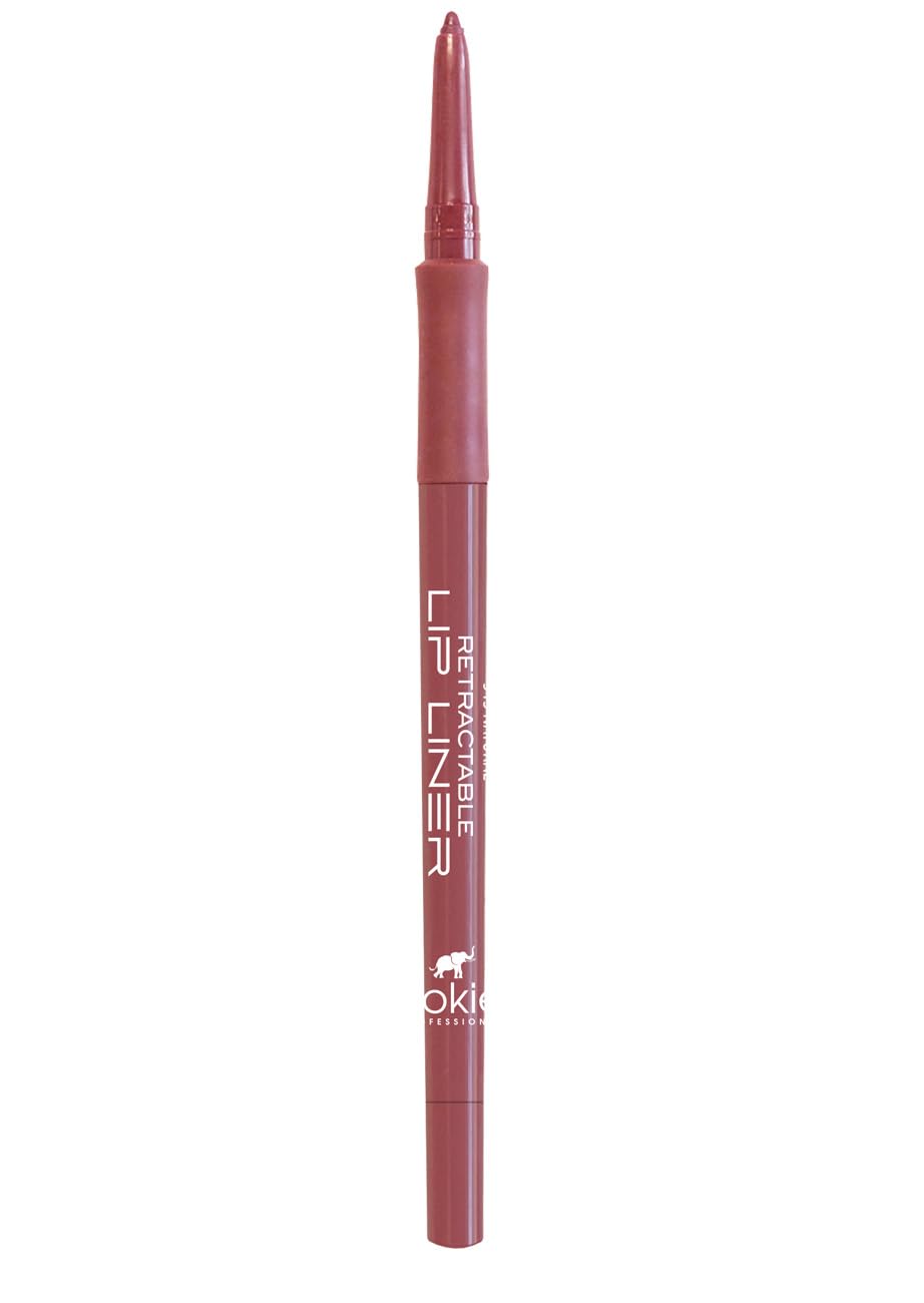 Kokie mechanical lip liner front packaging showing shade and sleek tube for easy use