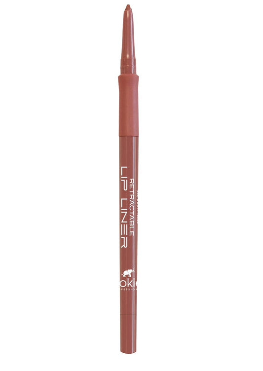 Kokie mechanical lip liner front packaging showing dusty rose shade and benefits
