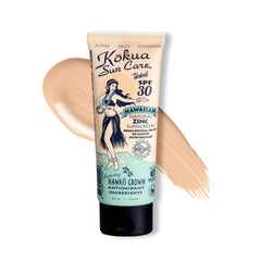 Kokua Sun Care front packaging showing SPF 30 and tinted mineral finish benefits