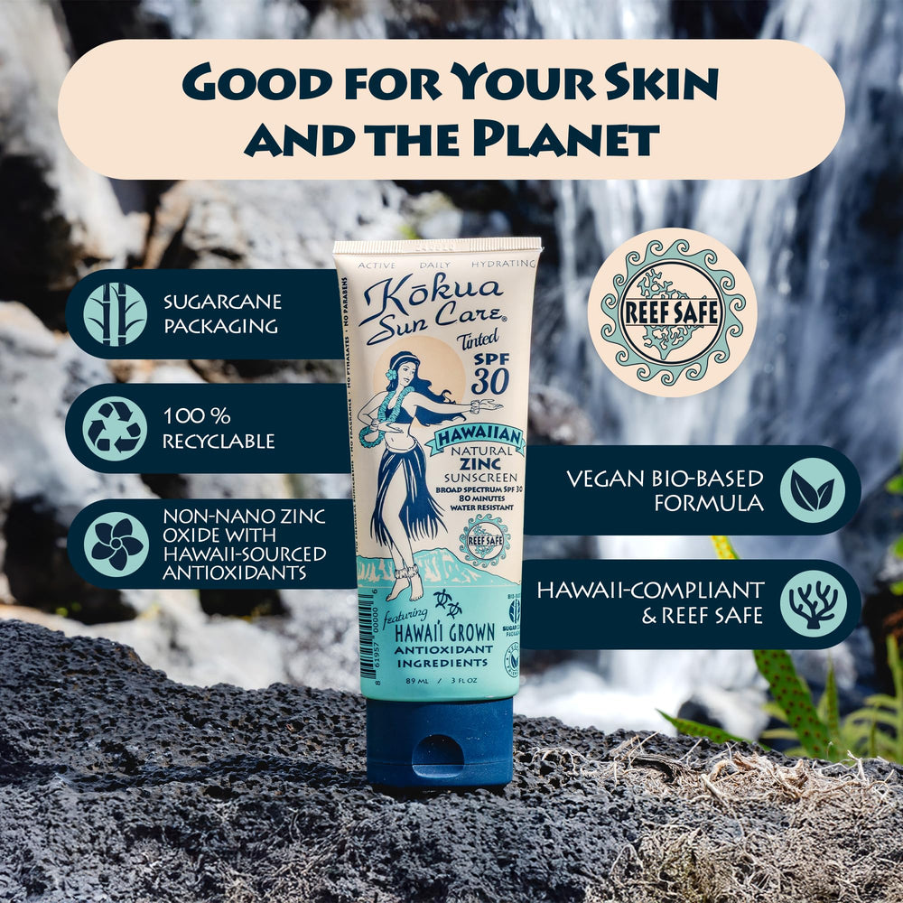Kokua Sun Care label and ingredients close up highlighting natural Hawaiian extracts