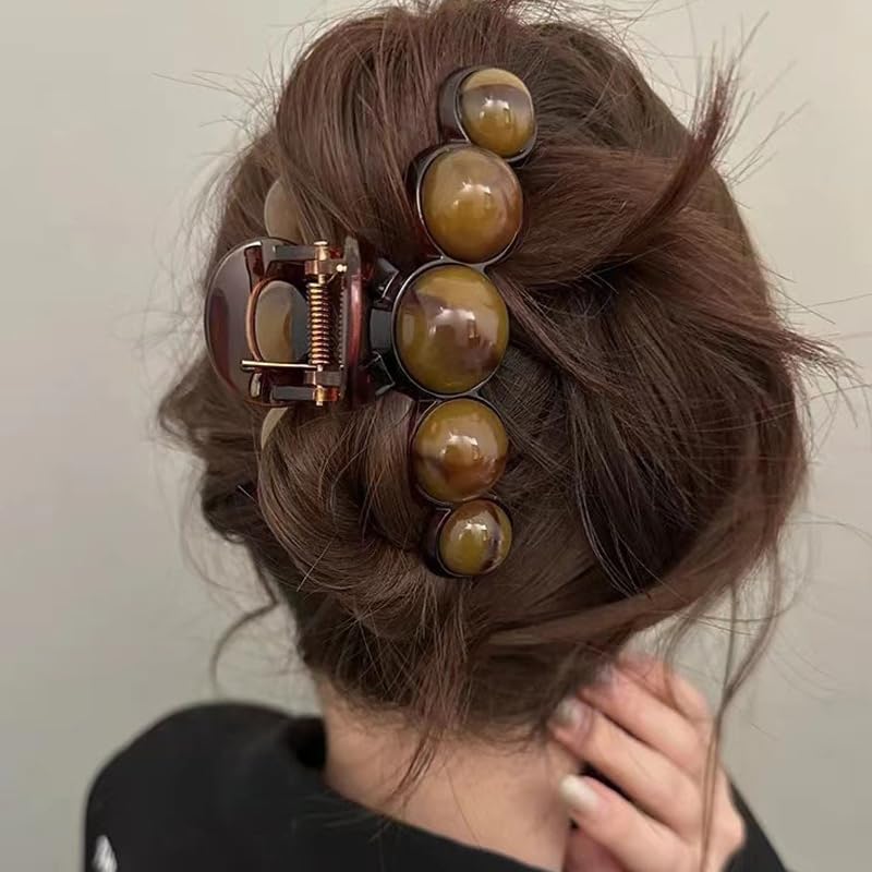 KOLONAMS brown pearl clip styled for wedding or party showing decorative effect