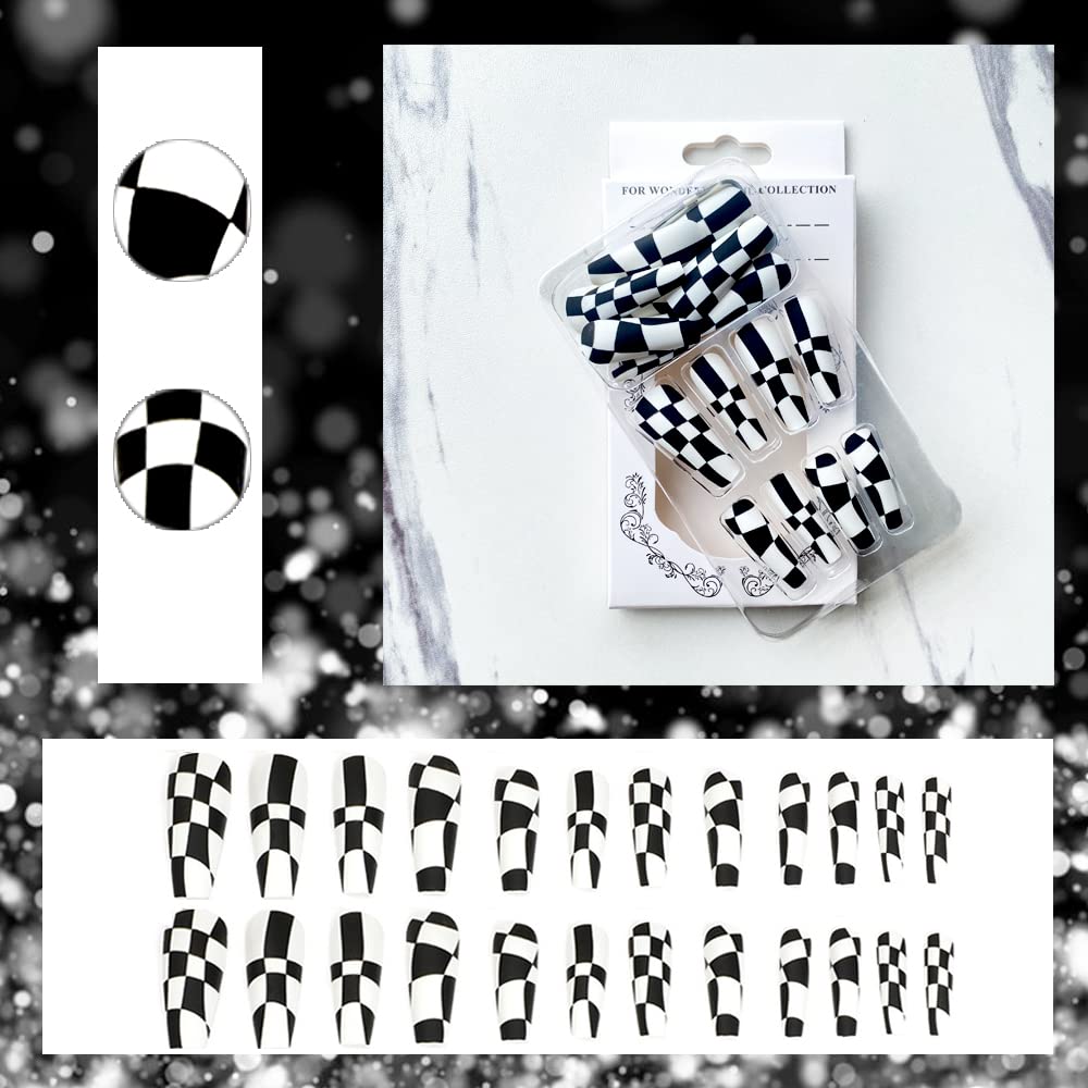KOLONAMS close-up glossy checkerboard nail pattern highlighting precise printed detail
