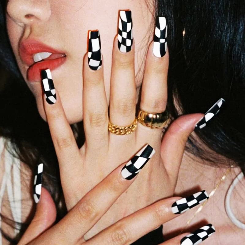 KOLONAMS front packaging showing 24 coffin press-on nails and accessories for easy styling