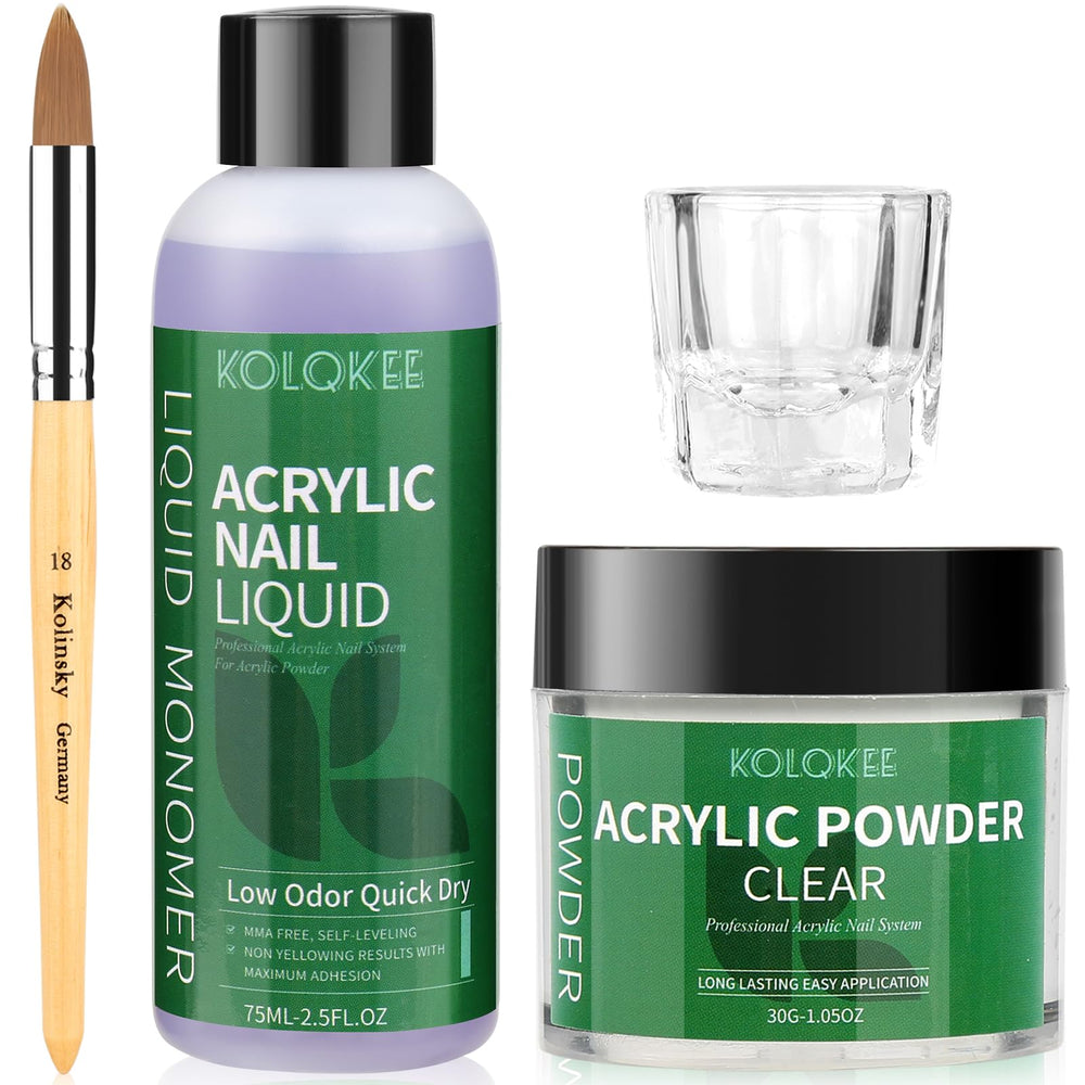 Kolqkee front packaging showing full acrylic kit, clear organization and professional presentation