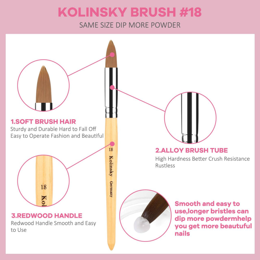 Kolqkee #18 Kolinsky brush detail showing precise tip for accurate bead control