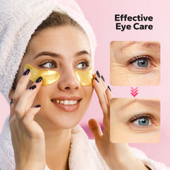 Komoko application under-eye demonstration showing de-puffing and cooling effect