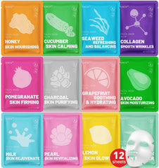 KONEUK front packaging showing 12 colorful sheet masks and gift-ready design