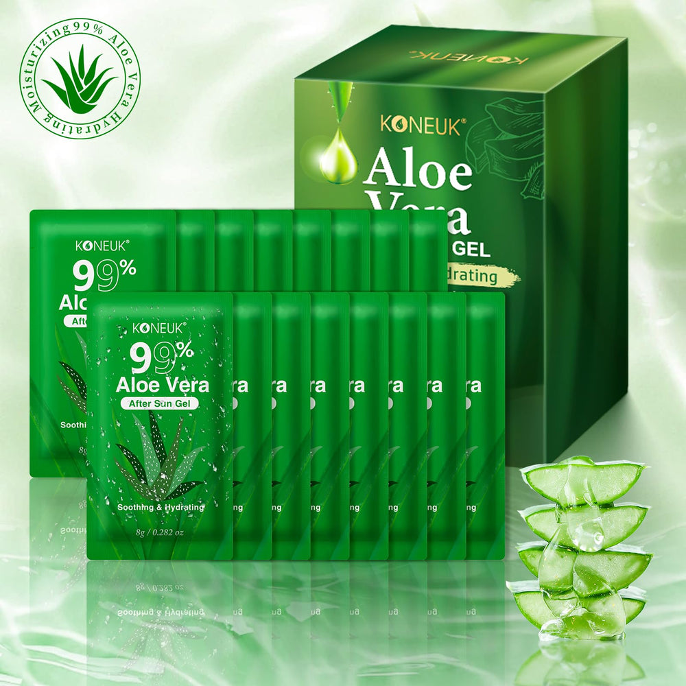 KONEUK label and ingredient panel showing 99% pure aloe transparency benefit