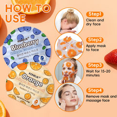 KONEUK model wearing fruit mask illustrating fun self-care benefit