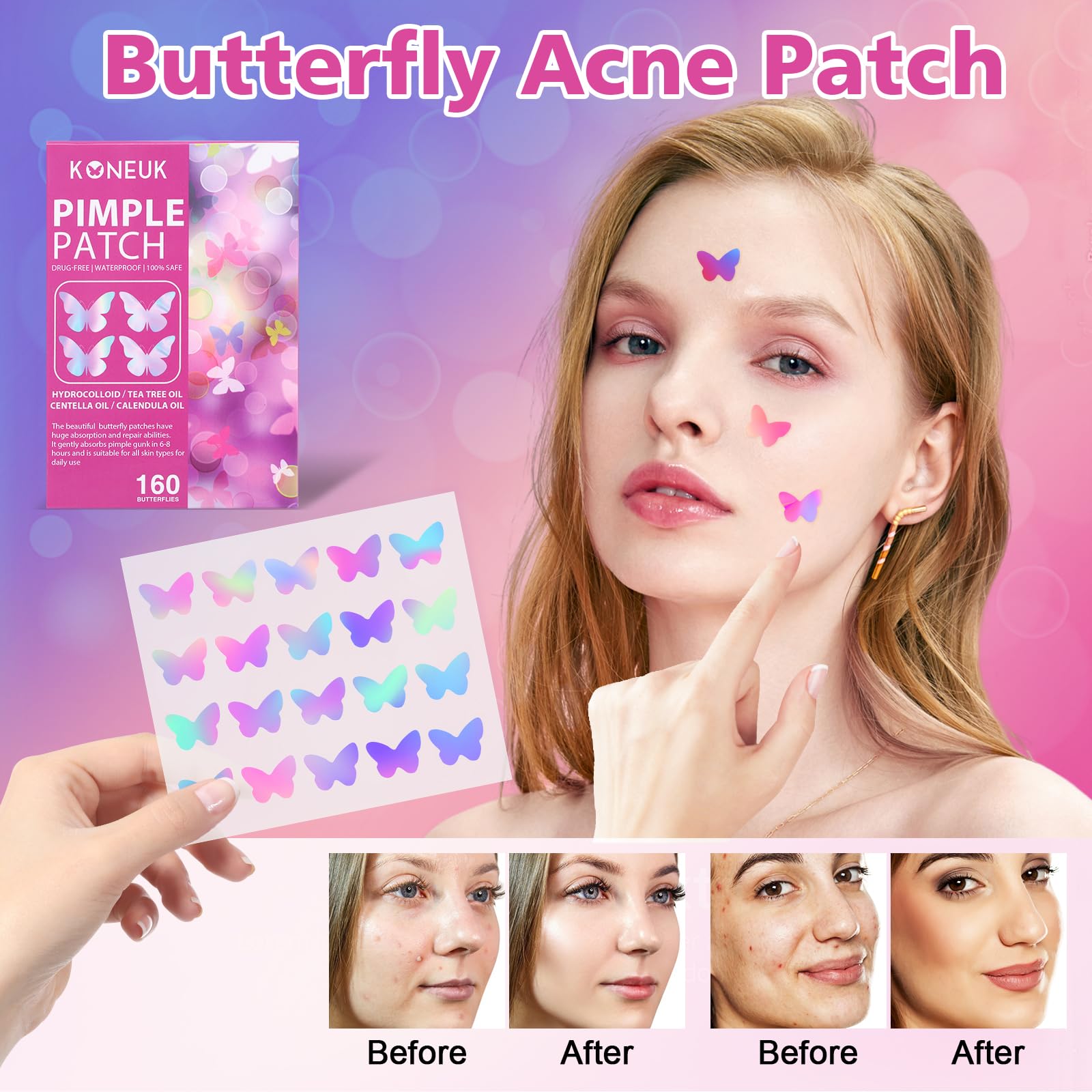 KONEUK patch applied to cheek protecting blemish while blending in