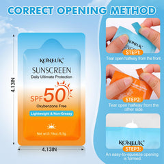 KONEUK sachet next to coin for size comparison highlighting pocket-friendly portability
