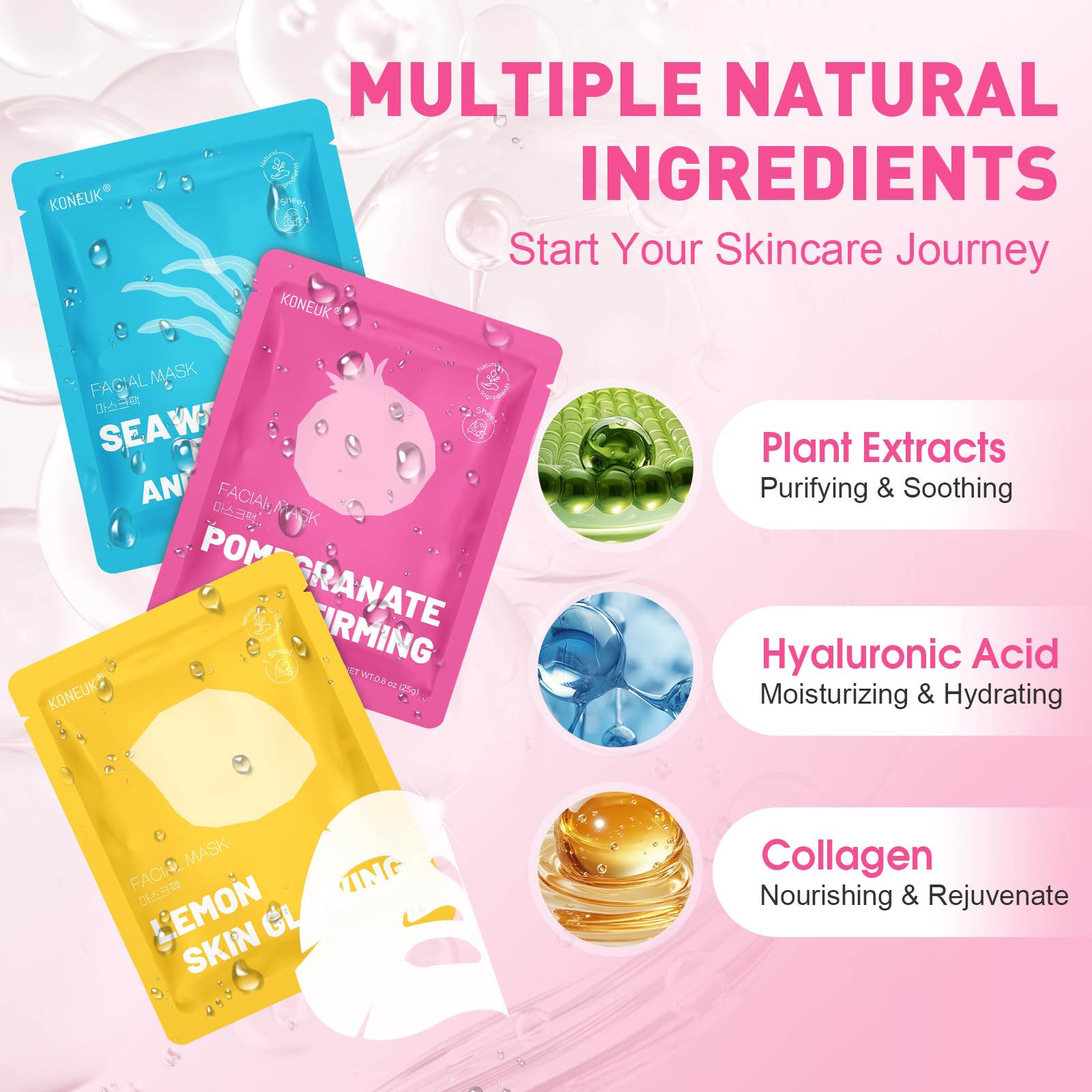KONEUK sheet mask texture with visible essence illustrating smooth absorption