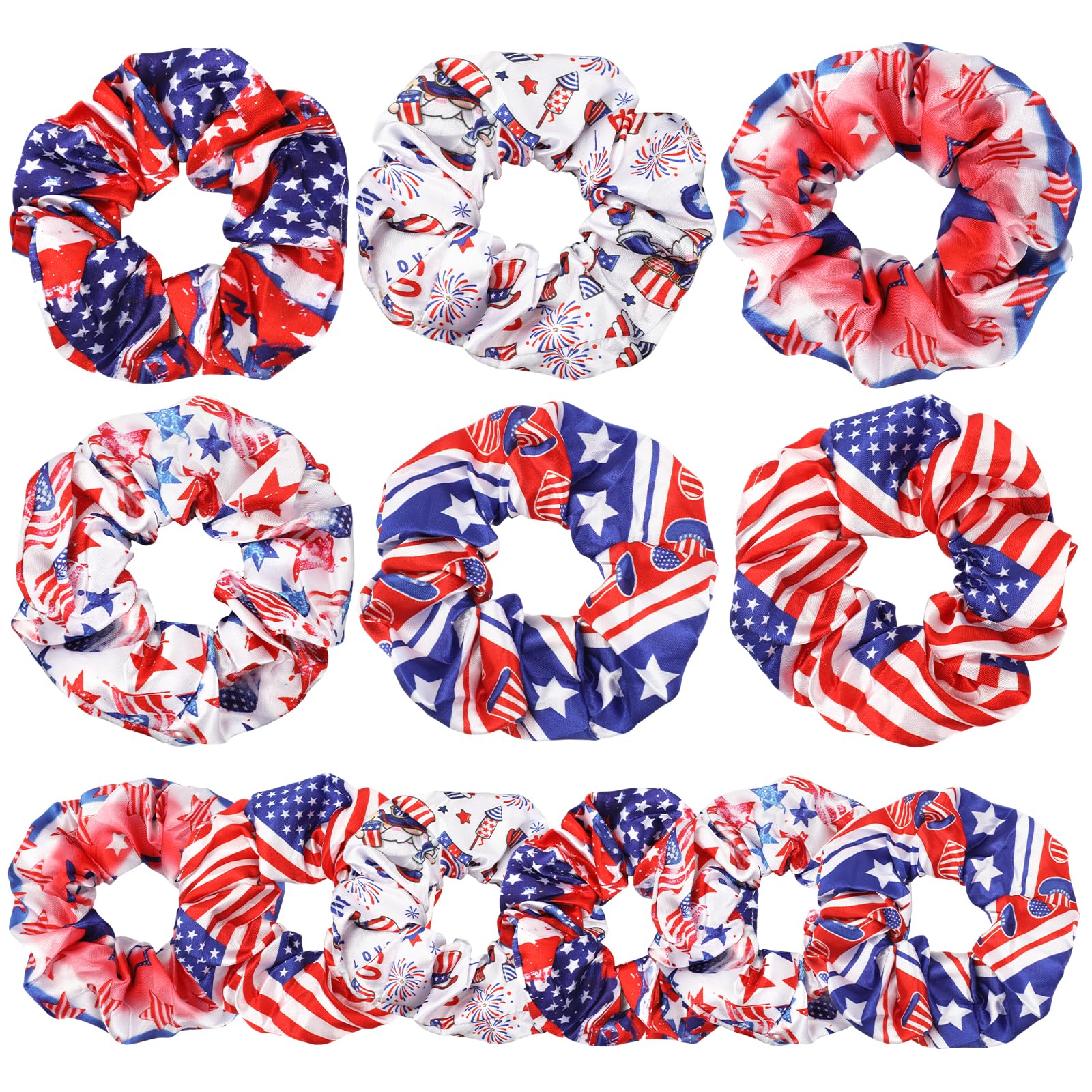 Konsait front packaging showing 12 patriotic scrunchies, easy gifting and display