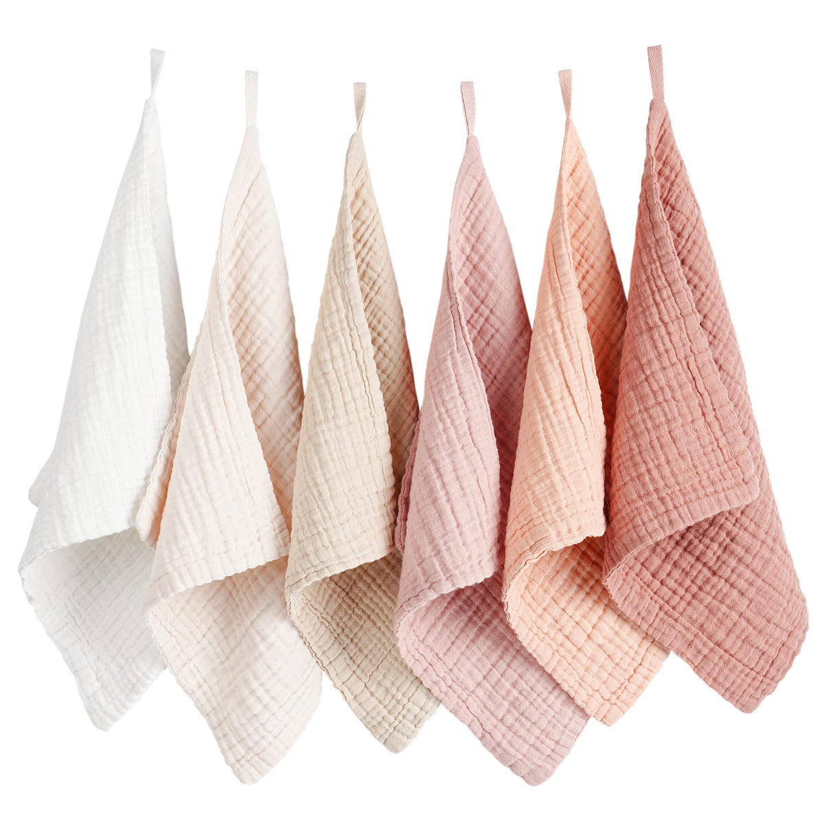 Konssy front pack of six face cloths showing colors and size benefit