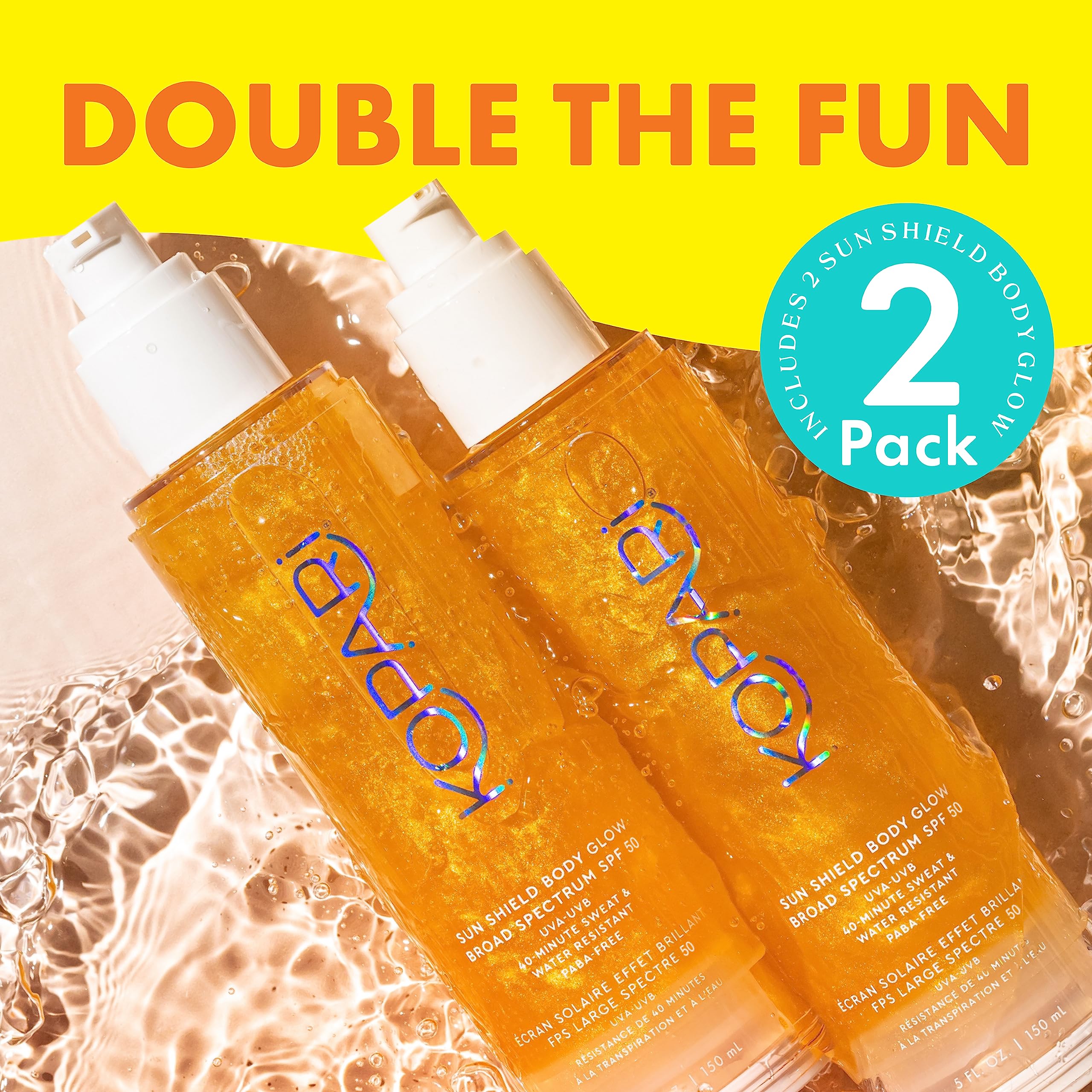 Kopari tube beside hand for scale showing portable two-pack convenience