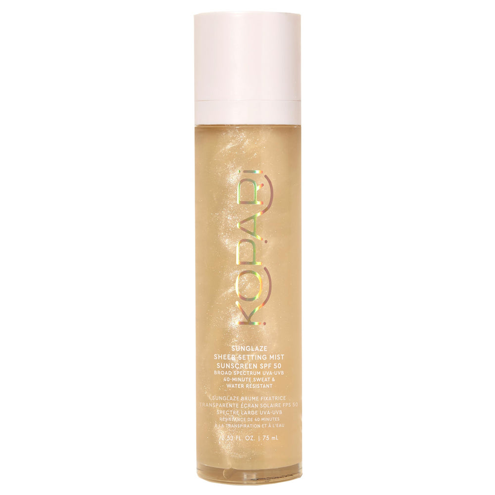 Kopari front spray bottle showing sleek packaging and SPF benefit