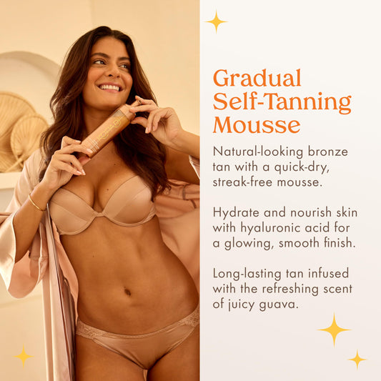 Kopari mousse texture close-up highlighting quick-dry formula