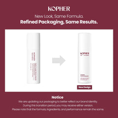KOPHER close-up of bottle label highlighting 100ml size and actives