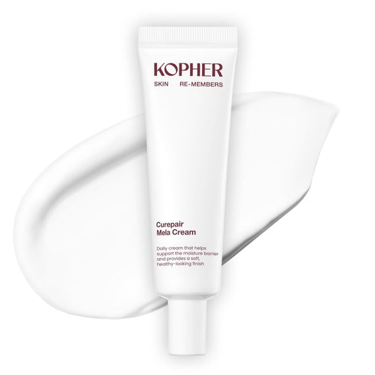 Kopher Mela Cream front jar showing compact travel-friendly size and sleek design