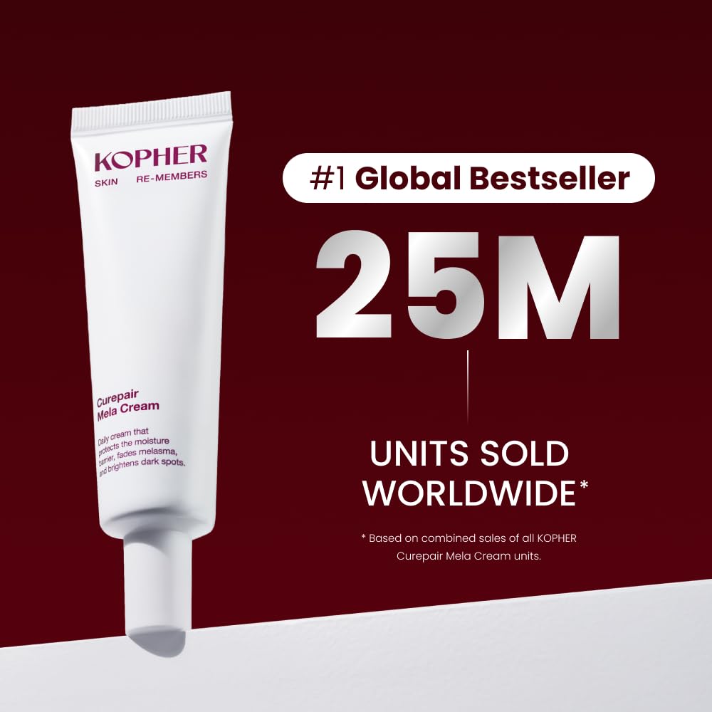 Kopher Mela Cream ingredient label highlighting EGF, 9GF and niacinamide benefits