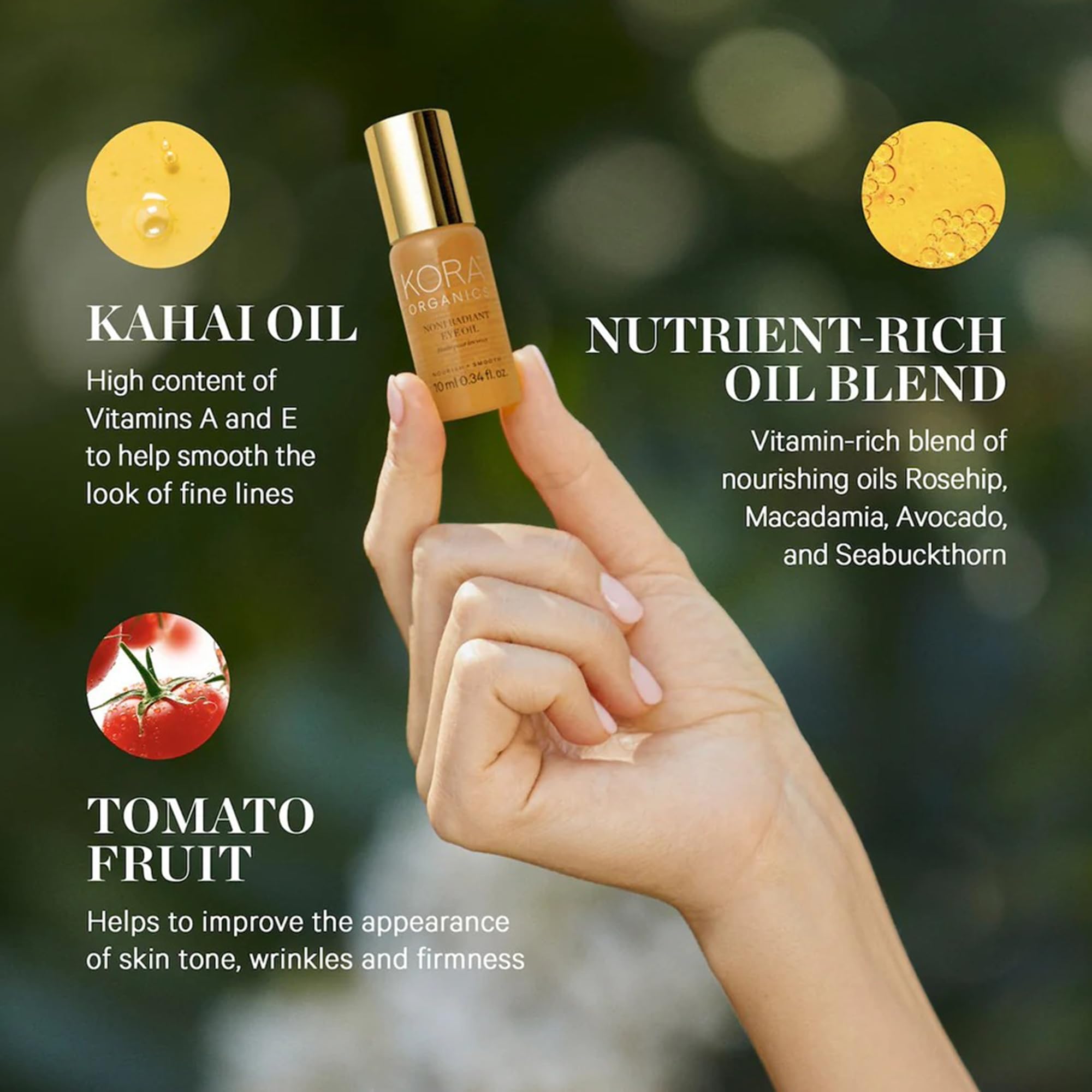 KORA Organics key botanical ingredients styled to highlight natural antioxidant benefits
