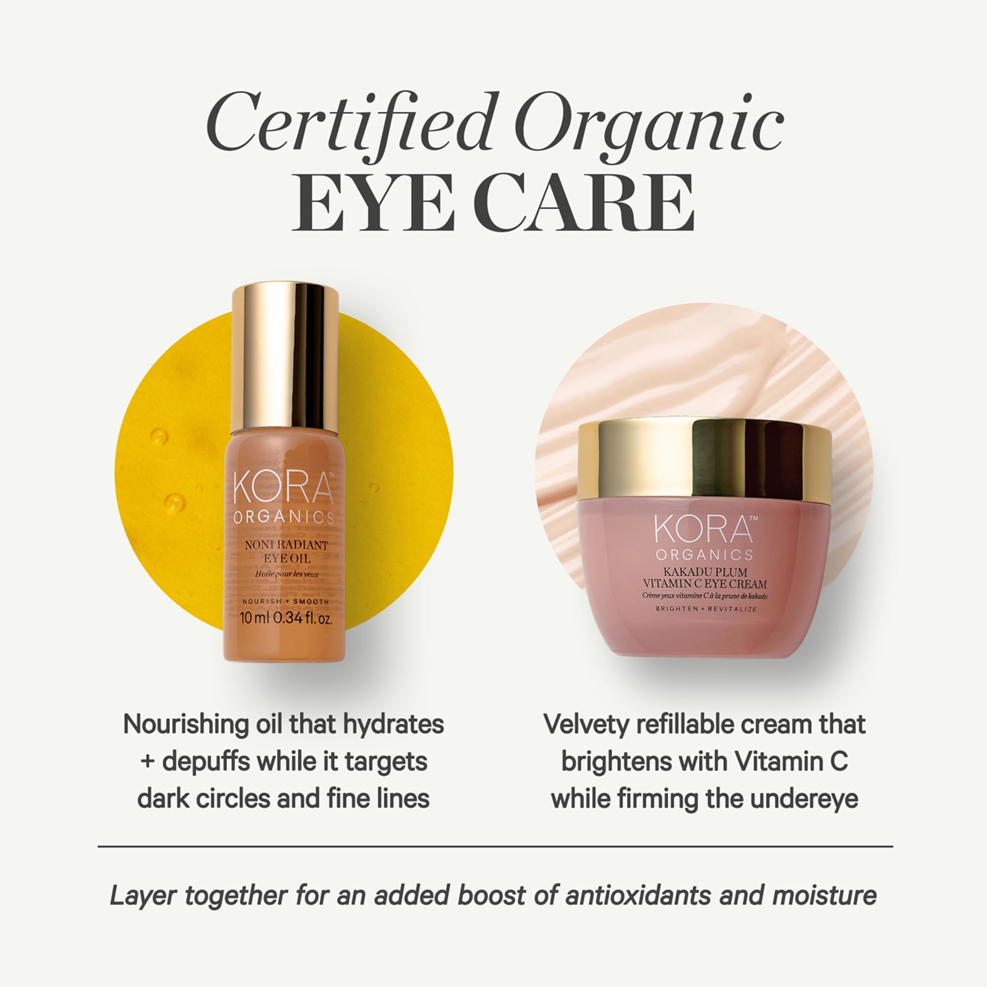 KORA Organics oil droplet on fingertip showing lightweight nourishing texture benefit