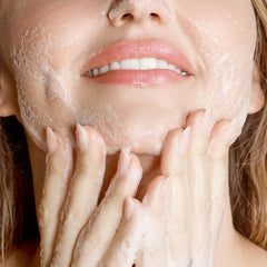 KORA Organics by bathroom sink in lifestyle scene showing refreshing morning routine benefit