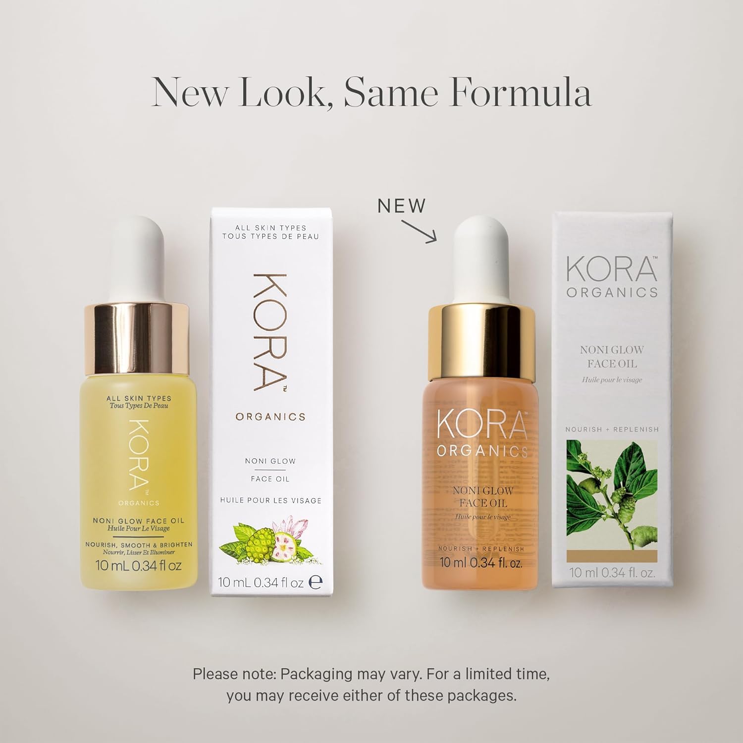 KORA Organics beside travel pouch showing portability and on-the-go glow