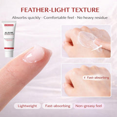 KORIDERM cream layered under makeup demonstrating non-greasy finish