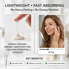 Koriderm Time Reverse cream on hand demonstrating lightweight spreadability